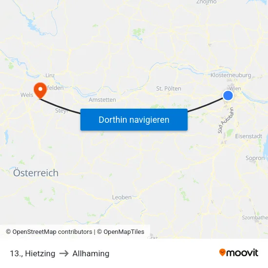 13., Hietzing to Allhaming map