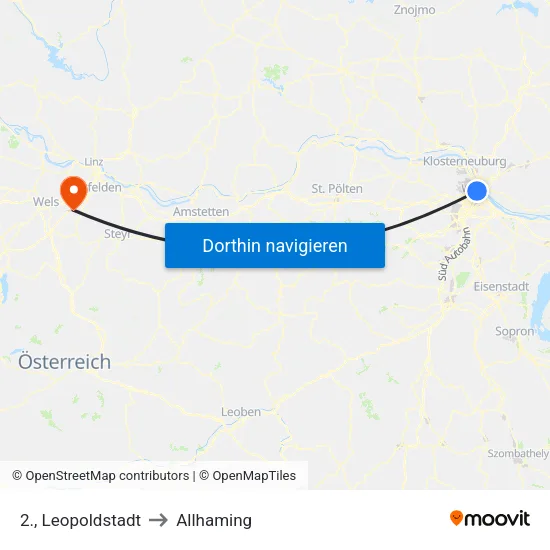 2., Leopoldstadt to Allhaming map
