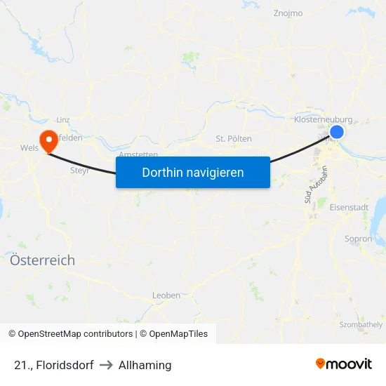 21., Floridsdorf to Allhaming map