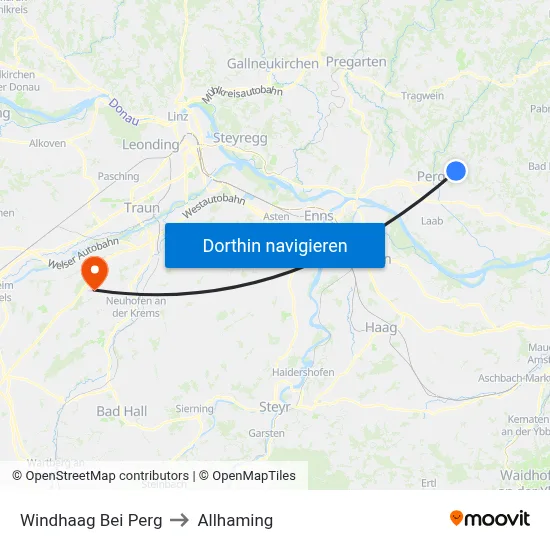 Windhaag Bei Perg to Allhaming map
