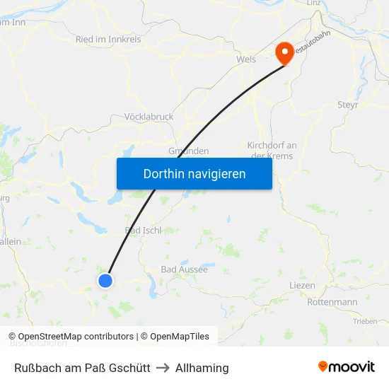 Rußbach am Paß Gschütt to Allhaming map