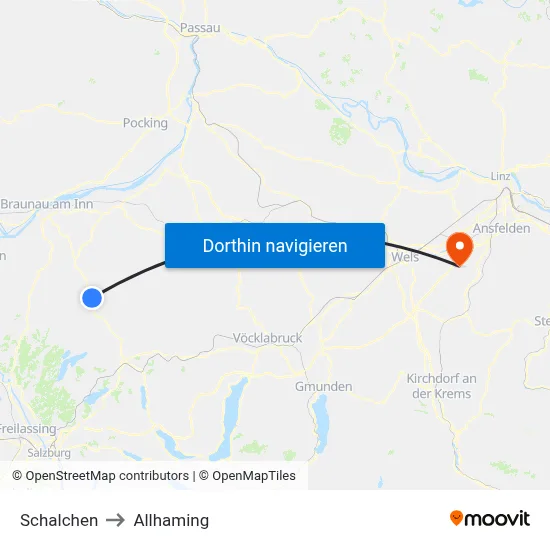Schalchen to Allhaming map