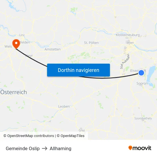 Gemeinde Oslip to Allhaming map