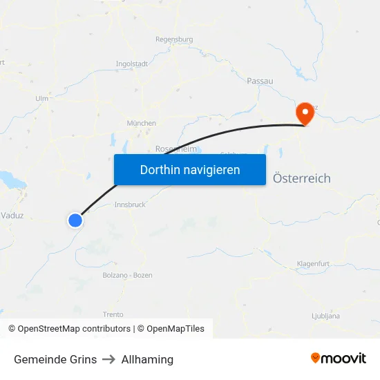 Gemeinde Grins to Allhaming map