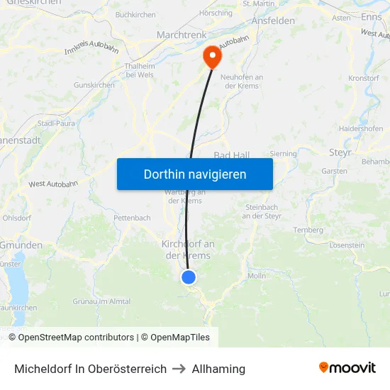 Micheldorf In Oberösterreich to Allhaming map