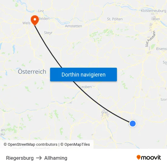 Riegersburg to Allhaming map