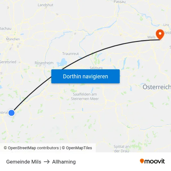 Gemeinde Mils to Allhaming map