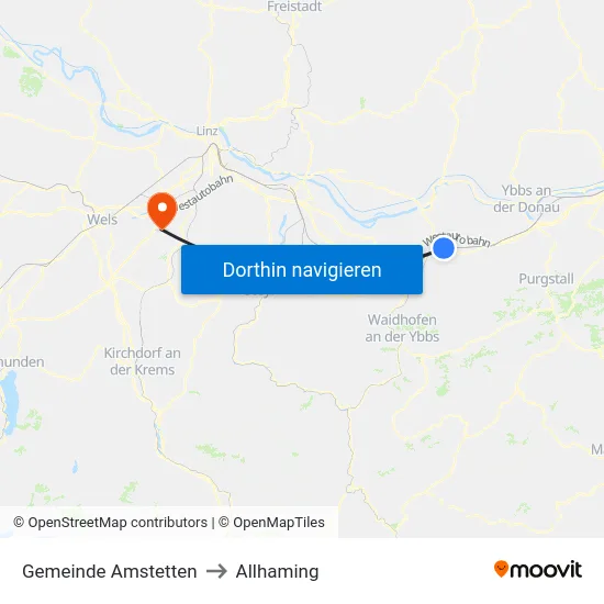 Gemeinde Amstetten to Allhaming map