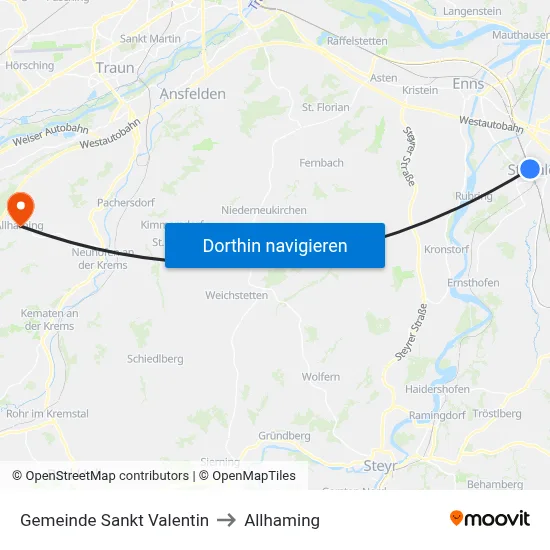 Gemeinde Sankt Valentin to Allhaming map