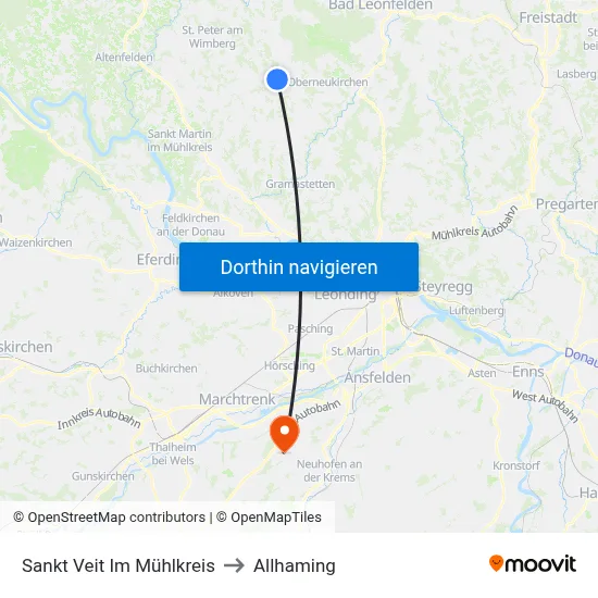 Sankt Veit Im Mühlkreis to Allhaming map