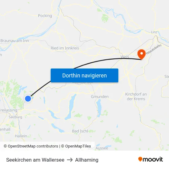 Seekirchen am Wallersee to Allhaming map