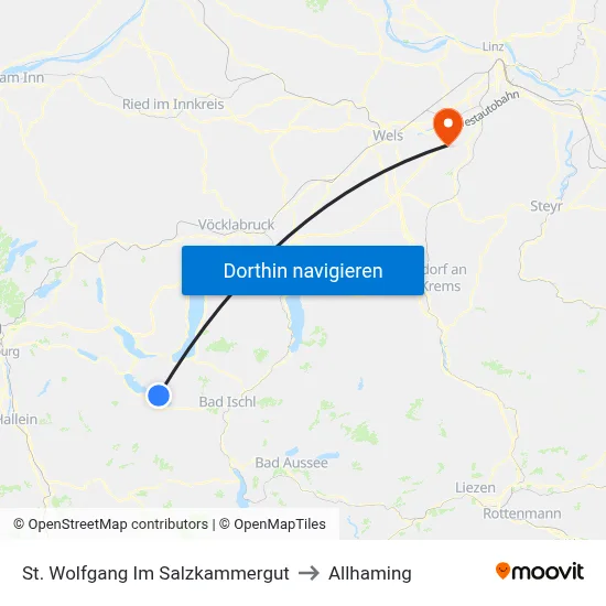 St. Wolfgang Im Salzkammergut to Allhaming map