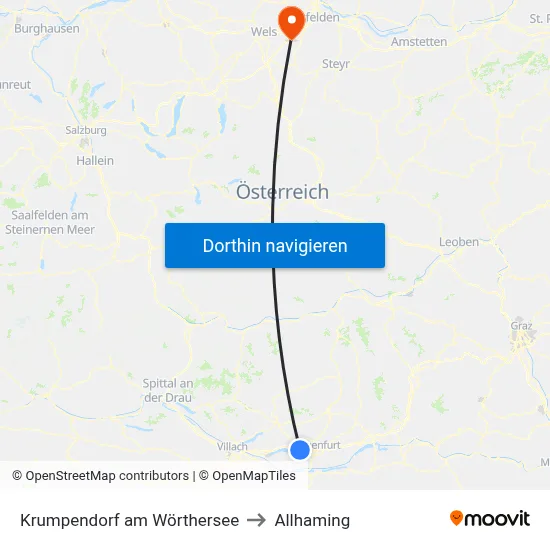 Krumpendorf am Wörthersee to Allhaming map