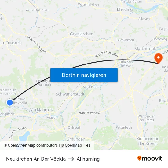 Neukirchen An Der Vöckla to Allhaming map