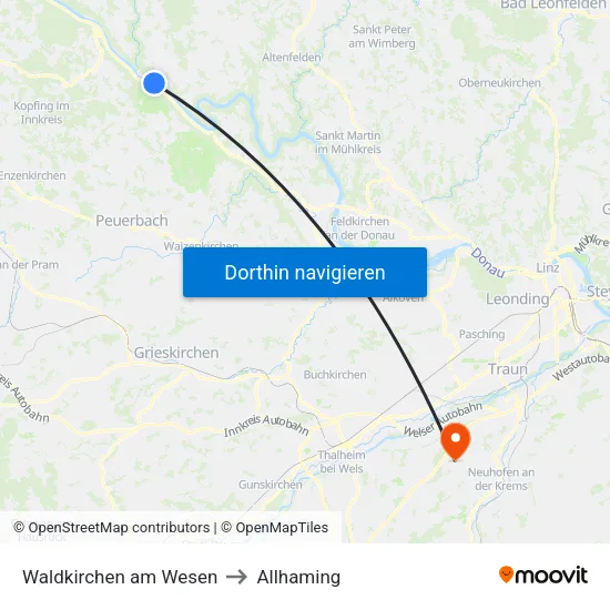 Waldkirchen am Wesen to Allhaming map