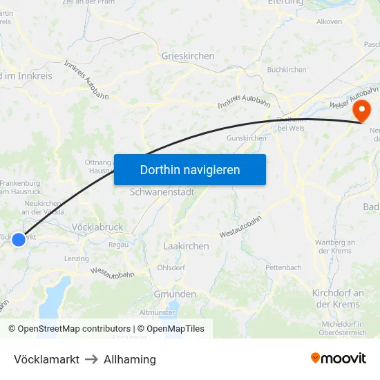 Vöcklamarkt to Allhaming map