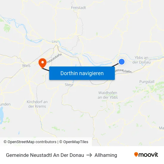 Gemeinde Neustadtl An Der Donau to Allhaming map