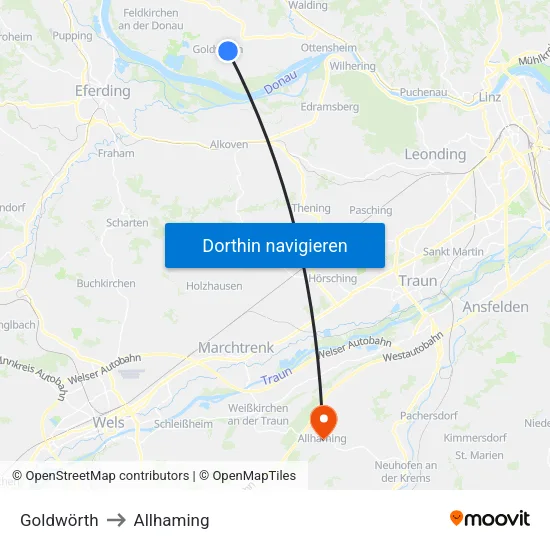 Goldwörth to Allhaming map