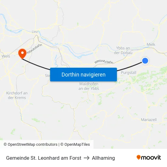 Gemeinde St. Leonhard am Forst to Allhaming map