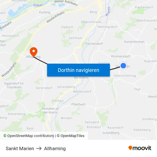 Sankt Marien to Allhaming map