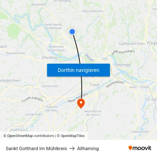 Sankt Gotthard Im Mühlkreis to Allhaming map