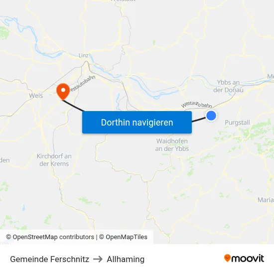 Gemeinde Ferschnitz to Allhaming map