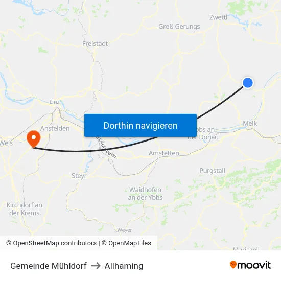 Gemeinde Mühldorf to Allhaming map