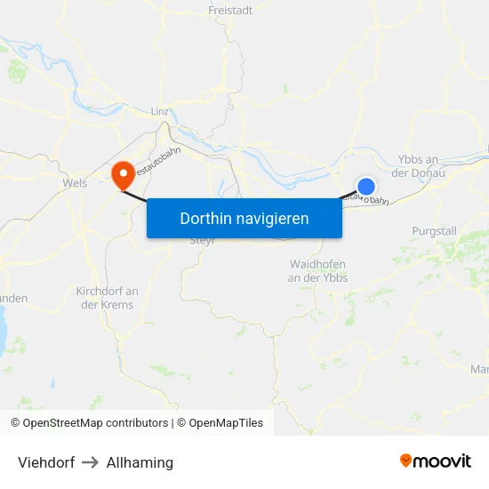 Viehdorf to Allhaming map