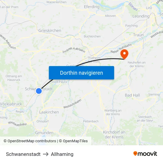 Schwanenstadt to Allhaming map