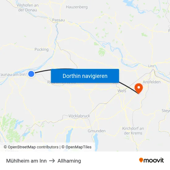 Mühlheim am Inn to Allhaming map
