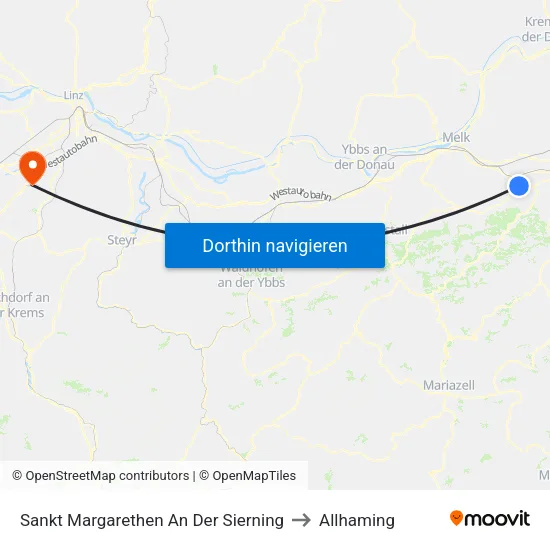Sankt Margarethen An Der Sierning to Allhaming map
