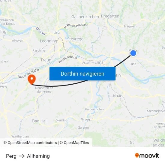 Perg to Allhaming map