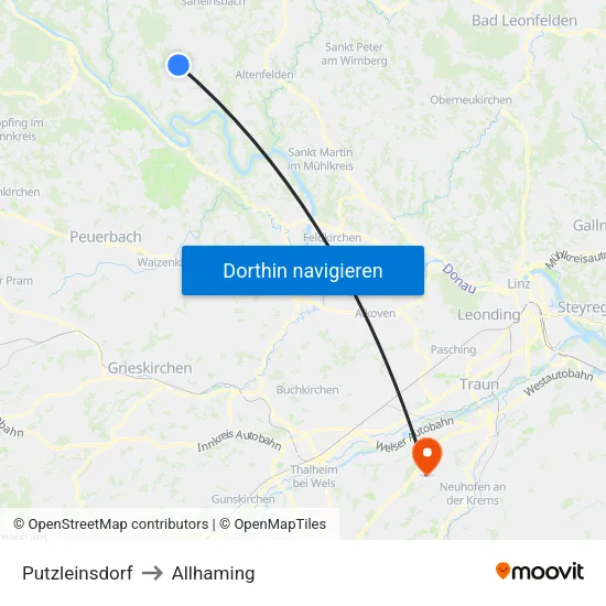 Putzleinsdorf to Allhaming map
