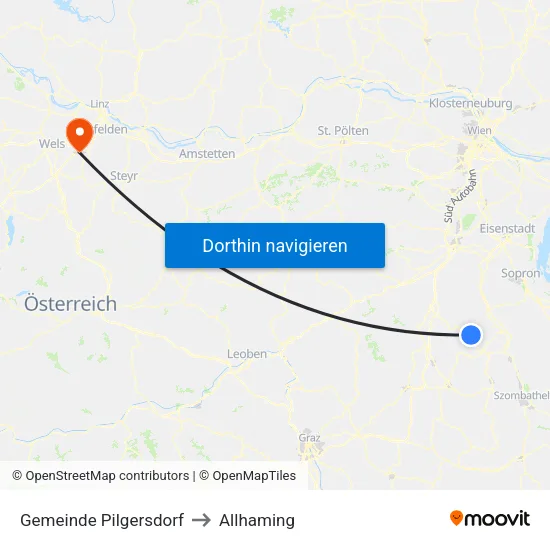 Gemeinde Pilgersdorf to Allhaming map