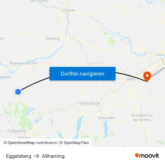 Eggelsberg to Allhaming map