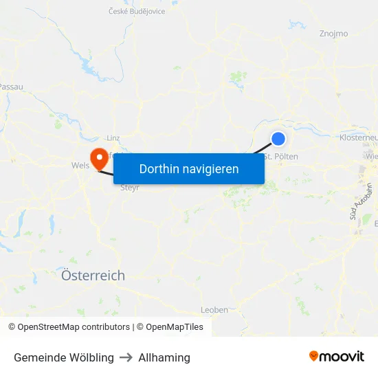 Gemeinde Wölbling to Allhaming map