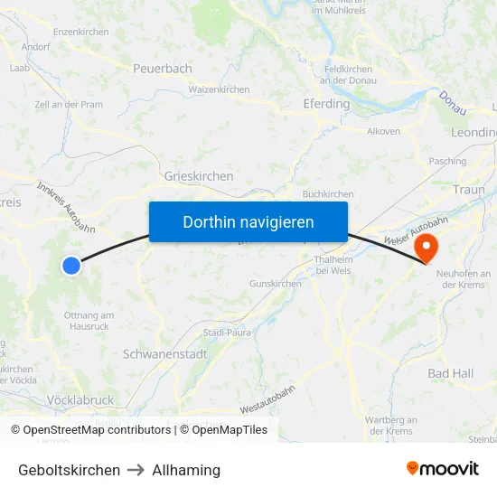 Geboltskirchen to Allhaming map