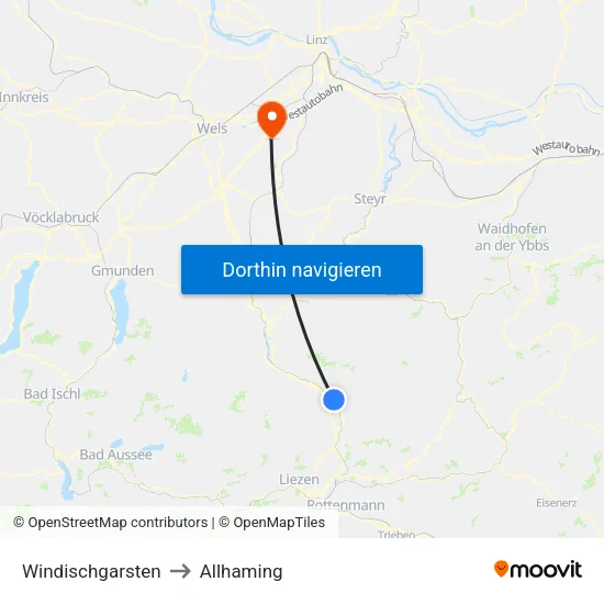 Windischgarsten to Allhaming map