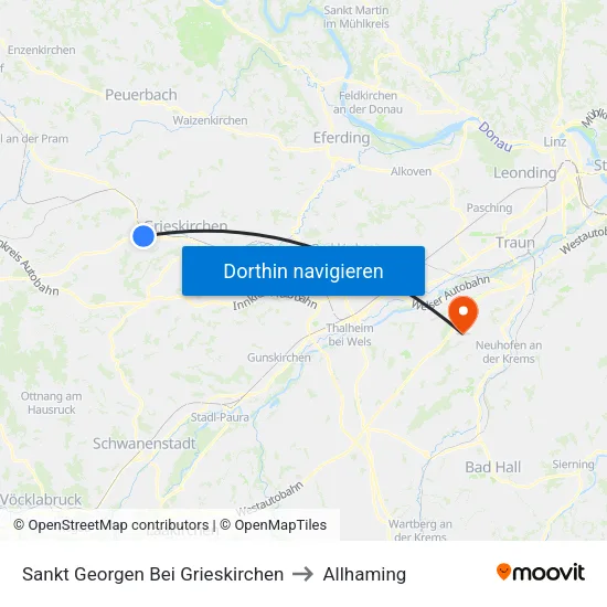 Sankt Georgen Bei Grieskirchen to Allhaming map
