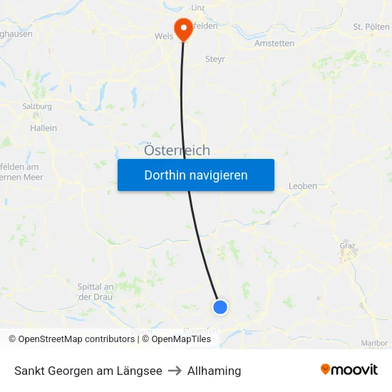 Sankt Georgen am Längsee to Allhaming map