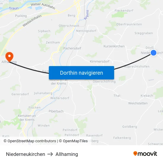 Niederneukirchen to Allhaming map