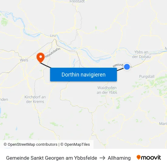 Gemeinde Sankt Georgen am Ybbsfelde to Allhaming map