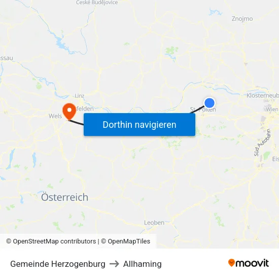 Gemeinde Herzogenburg to Allhaming map