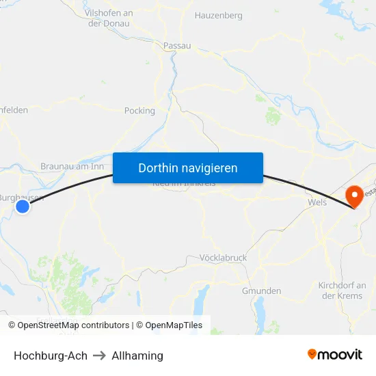 Hochburg-Ach to Allhaming map