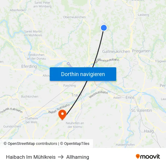 Haibach Im Mühlkreis to Allhaming map
