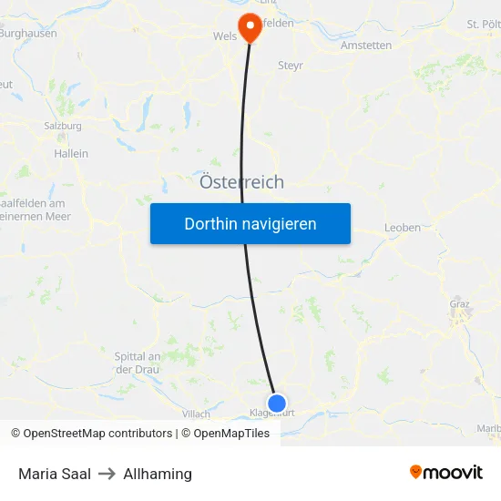 Maria Saal to Allhaming map