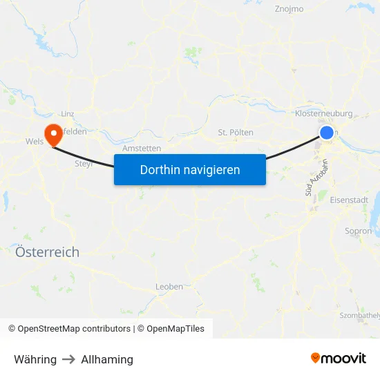 Währing to Allhaming map