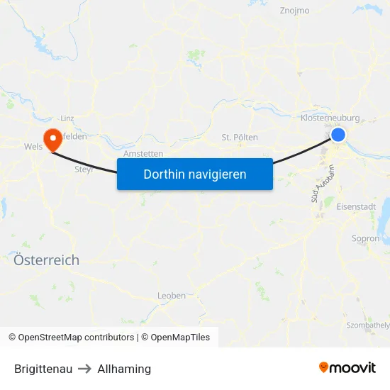 Brigittenau to Allhaming map