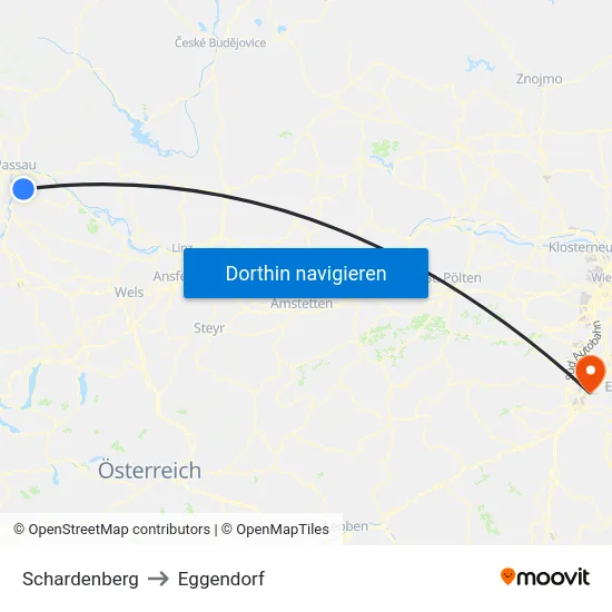 Schardenberg to Eggendorf map
