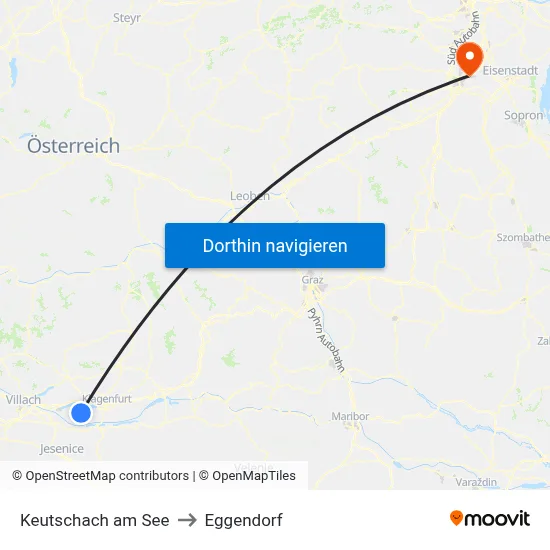 Keutschach am See to Eggendorf map